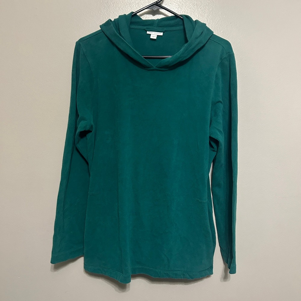 Pure Jill Hoodie Women M Green Soft-Touch Cotton Pockets Coastal Fall Loungewear